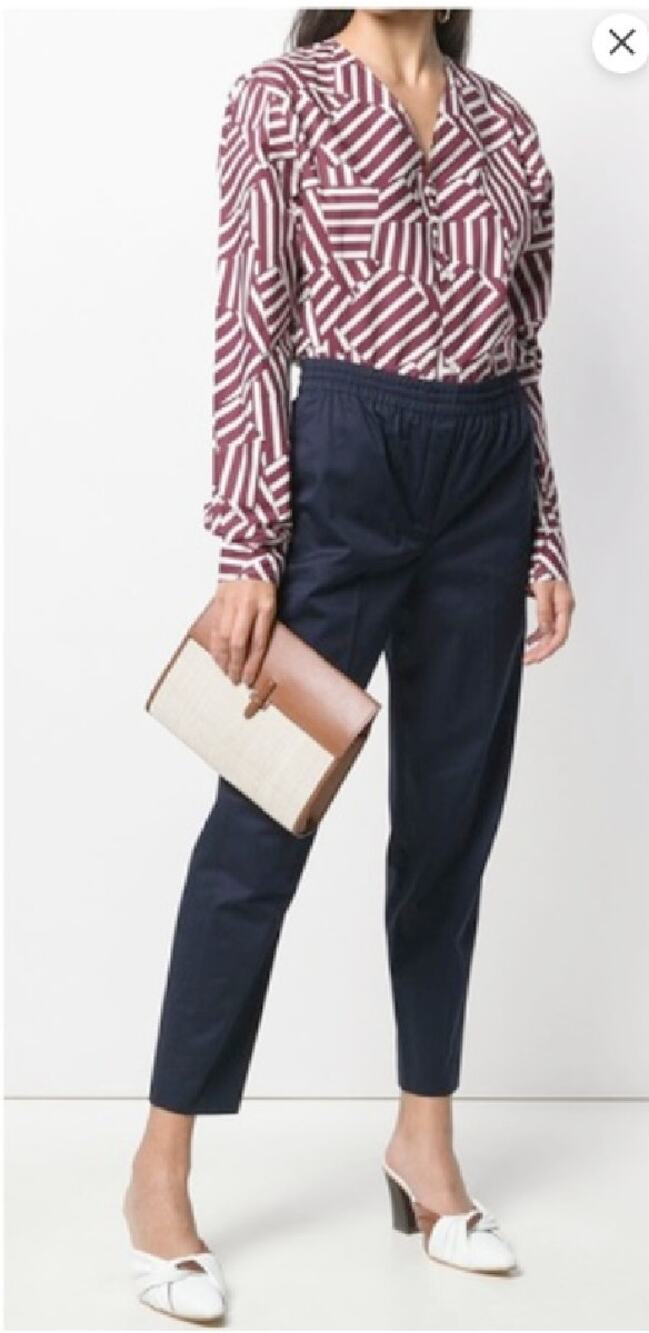 THEORY Easy Trouser Classic Chinos Size Medium Navy Blue Casual Tapered Crop